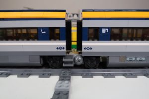 Modified LEGO City Passenger Train 60197 with Jacobs Bogie close up