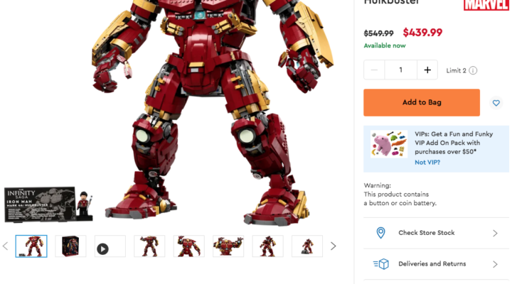 The Hulkbuster 76210 is 20% off on the US LEGO Store (already!)